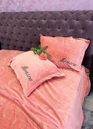 Велюровое теплое постельное белье pretty monica евро комплект