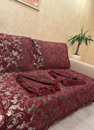 Покривало-дивандек на диван і два крісла з бахромою