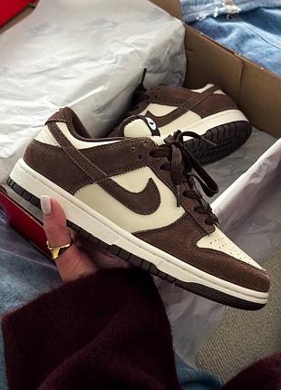 Кожаные кроссовки nike dunk low brown