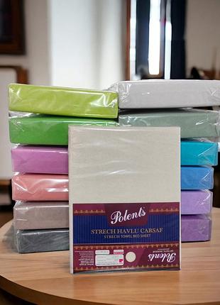 Махровая простынь на резинке с двумя наволочками турецкая polents