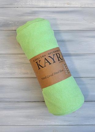 Махровая простынь на резинке 140*200*25см салатовый