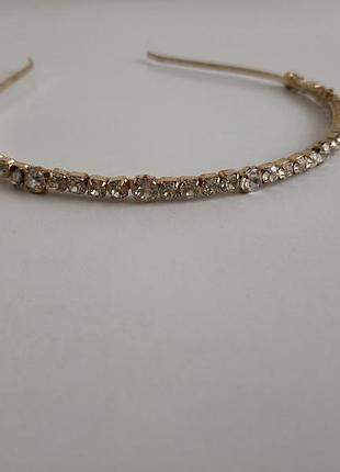 Обідок для волосся золотий із камінням