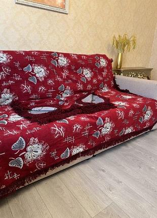 Накидки на диван и два кресла велюровые с бахромой