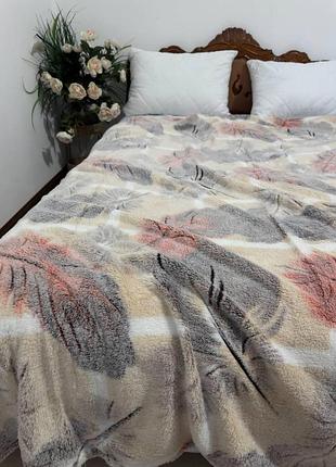 Плед из бамбукового волокна зеленый 200х230/ махровый плед/мягкий пушистый плед