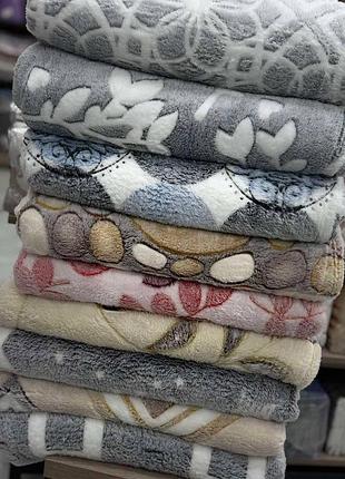 Плед из бамбукового волокна 200х220/ махровый плед/мягкий пушистый плед