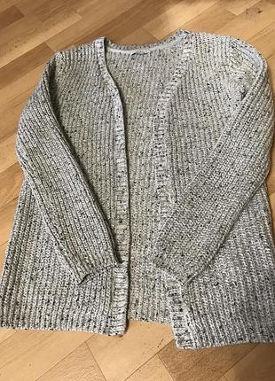 Кардиган теплий жакет кофта з люрексом джемпер як новий сірий жіночий