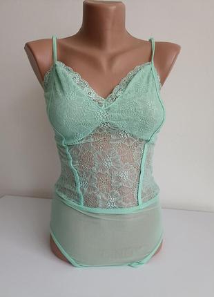 Гіпюрове боді м'ятного кольору 44 розміри select