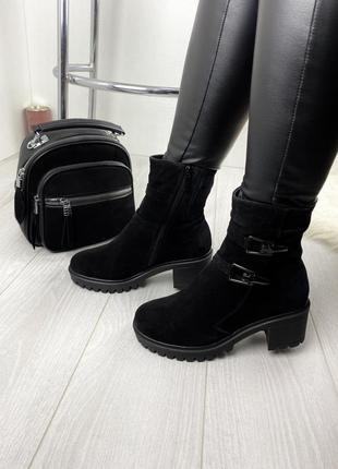 Ботинки женские arlet б321 черные (зима замш натуральная)3 фото