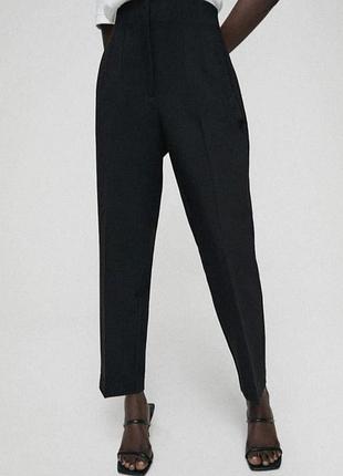 Черные брюки zara с высокой талией