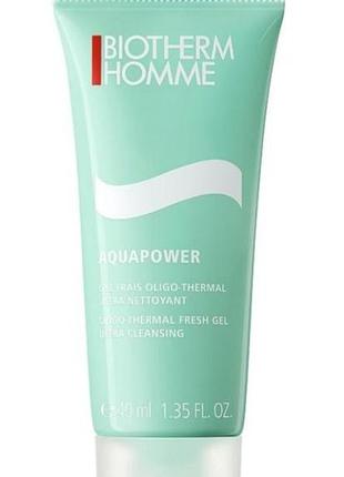 Очищающий гель для кожи лица biotherm homme aquapower oligo thermal fresh gel ultra cleans 40 мл.