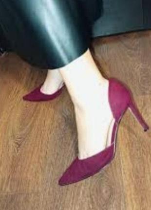 Шикарные замшевые туфли- лодочки цвета фуксии, hobbs london, 37,5-38 размер.