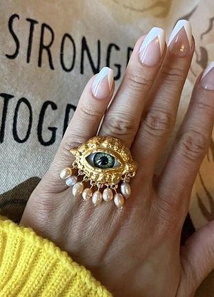 Каблучка кільце перстень око з перлами schiaparelli
