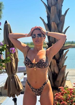 Купальник роздільний біфлекс бандо бразиліана леопард