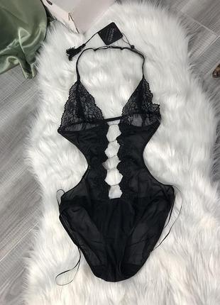 Прозорий чорний боді жіночий ellen amber