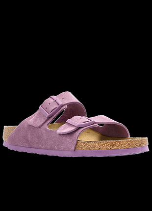 Кожаные ( замш)  шлепанцы  birkenstock purple slides "arizona bs"