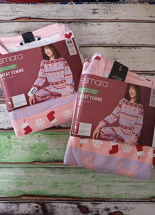 Жіночий світшот на флісі в новорічний принт