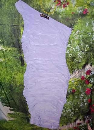 Нарядное элегантное платье платье платье женское трикотажное нежно-голубое небесно-голубое миди на одно плечо