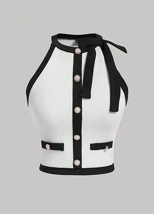 Топ блуза в рубчик бант стиль шанель