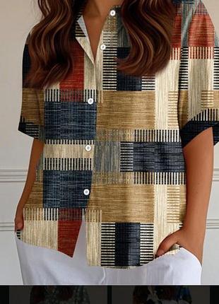 Рубашка блуза винтажная женская батал принтованая p.3xl