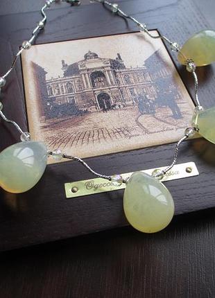 Шикарное колье из опалового стекла капли