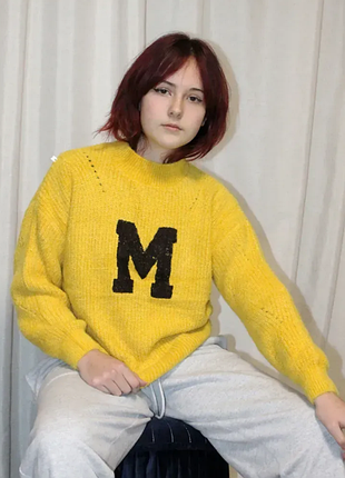 Модный молодежный свитер на девочку желтый 134-164  91223мо