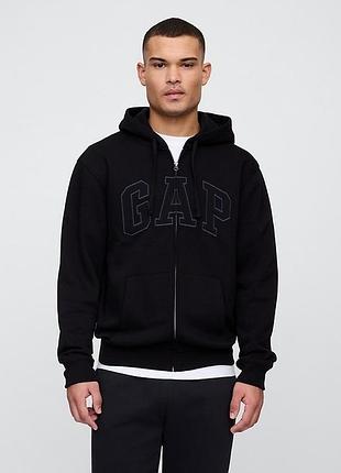 Gap кофта з капюшоном на замку, в чорному кольорі, утеплена флісом.