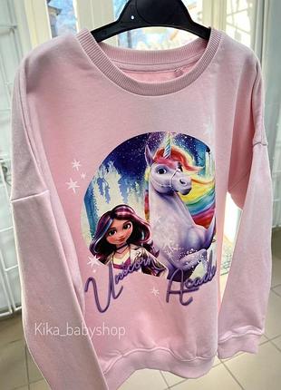 Детская утепленная флисом кофта, свитшот george unicorn academy 110/116, 128/134, 134/140 см