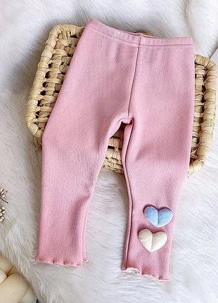 Лосинки 119, р.80,90,100,110,120,130, рубчик+фліс, рожевий