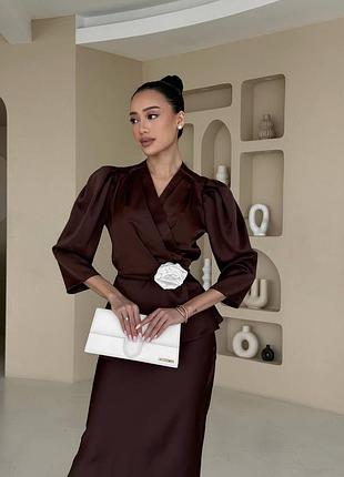 Костюм блуза спідниця сатин