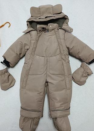 Новий!комбінезон зимовий, на хлопчика  з пінетками і рукавичками