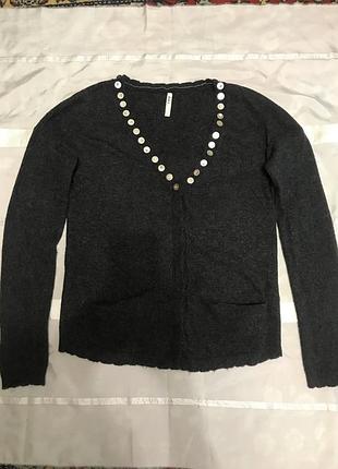 Натуральна кофта ангора вовна кардиган джемпер кашемір котон чорна жіноча