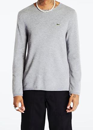 Чоловіча унікальна сіра базова кофта лонгслів lacoste оригінал
