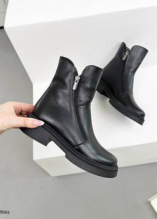 Ботинки женские демисезонные натуральная кожа черные, кожаные женские ботинки 8661