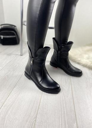 Женские полусапожки m kraft 1050 черные (зима кожа натуральная)