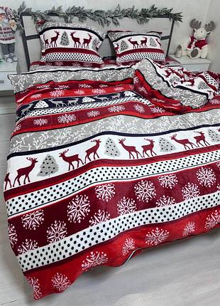 Велюровое постельное белье новогодняя евро размер