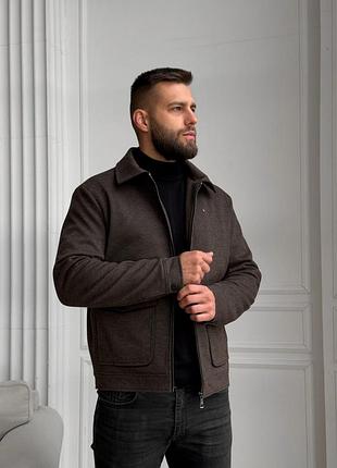 Чоловічий класичний вовняний бомбер з утепленням