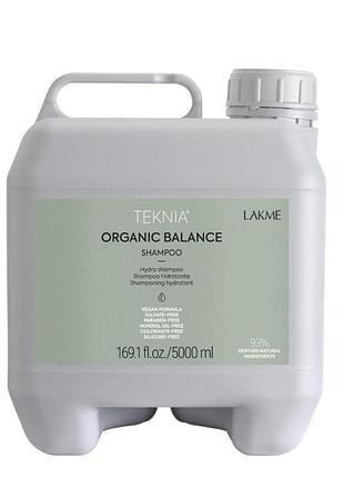 Шампунь lakme для волос для ежедневного использования teknia organic balance shampoo 5000 мл