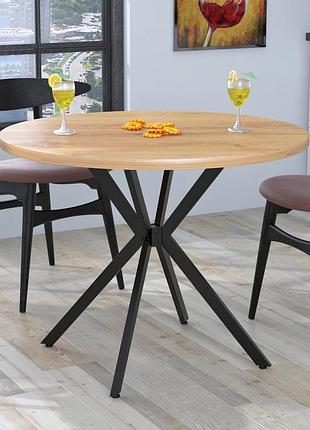Стол круглий обеденный оскар 100 см ld дуб крафт. кухонный стол лофт из металла