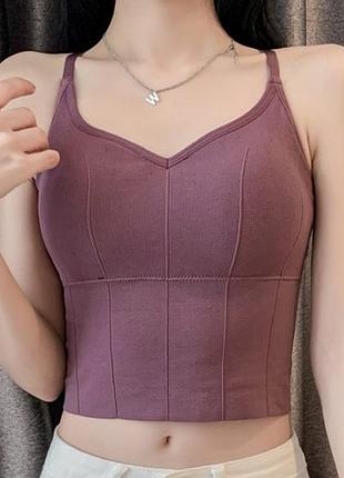 Топ-бюстгальтер с v-образным вырезом и открытой спиной фиолетовый m