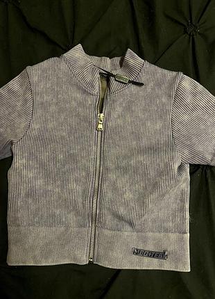 Кроп топ з рукавом на молніі зіпка в рубчик спорт з утяжкою варений ефект тай дай bo+tee