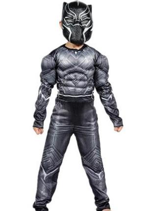 Дитячий карнавальний костюм чорна пантера з м'язами з месників marvel для хлопчика