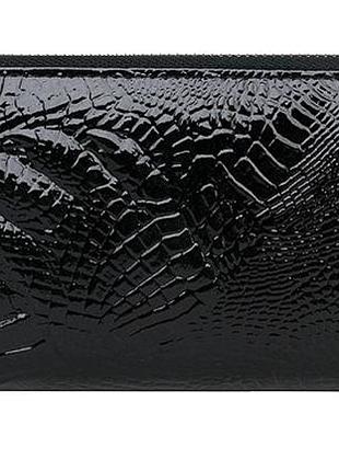 Качество !!!женские кошельки натуральная лаковая кожа черный( 3106 )