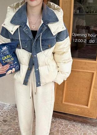 Куртка женская комбинированная пуховик парка