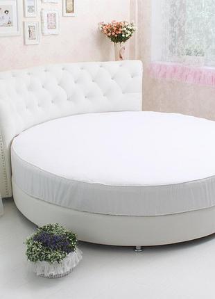 Круглая простынь - премиум класса- "француженка" на круглую кровать с жаккардовым цветочным узором d240