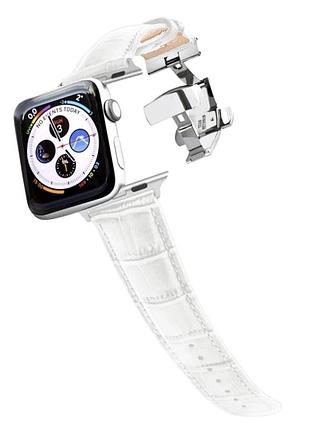 Сменный кожаный ремешок для apple watch 38 / 40 / 41 / 42 / 44 / 45 / 49 мм белый