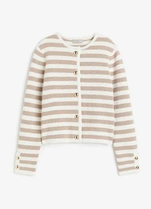 Полосатый кардиган трикотажный жакет с металлическими пуговицами h&amp;m