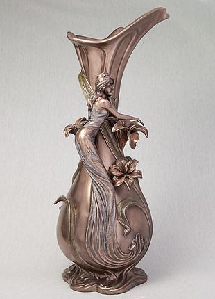 Ваза декоративная настольная veronese девушка в мечтах 45 см 10343 бронзовое напыление