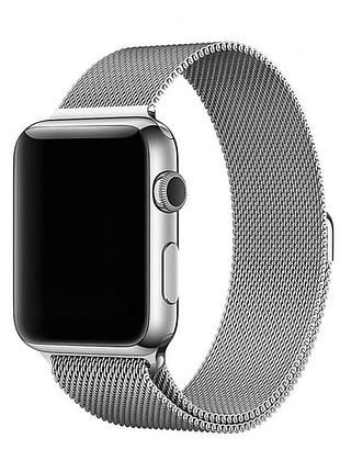 Ремешок milanese loop миланское плетение для apple watch 38 / 40 / 42 / 44 мм series серебро