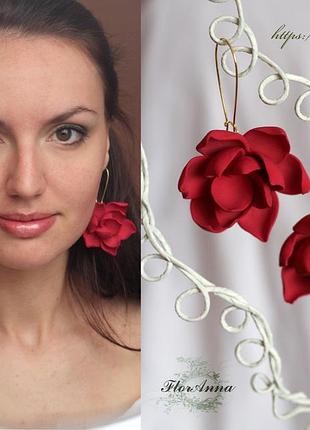 Серьги с цветами из полимерной глины