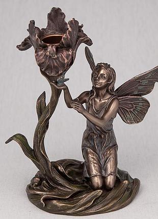 Подсвечник декоративый настольный veronese фея с цветком 18 см 10282